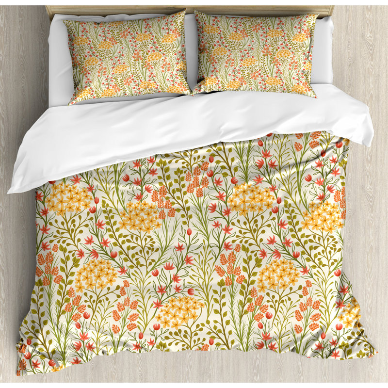 Traditional Polyester Floral Duvet Cover, Twin Duvet Cover + 2 Additional Pieces