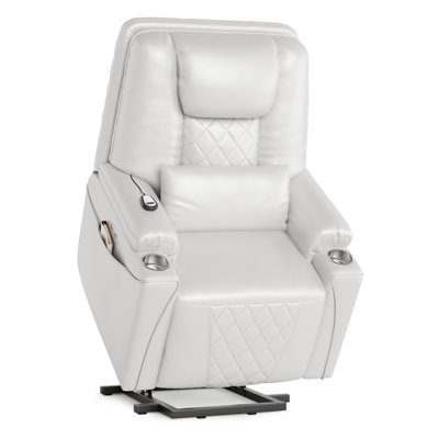 Power Lift Recliner Chair for Living Room Electric Stand Assist for Seniors Adults PU Leather Sofa USB Charging Ports Cup Holders Side Pockets Remote Control 3Position Recline Home Theater Comfort