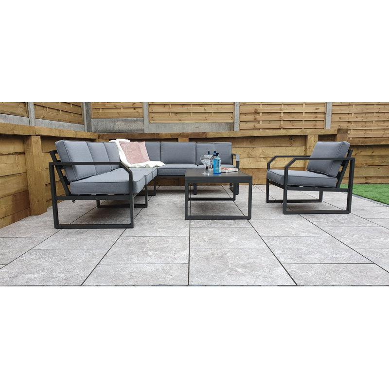 Laki Outdoor Curved Garden Corner Sofa with Cushions