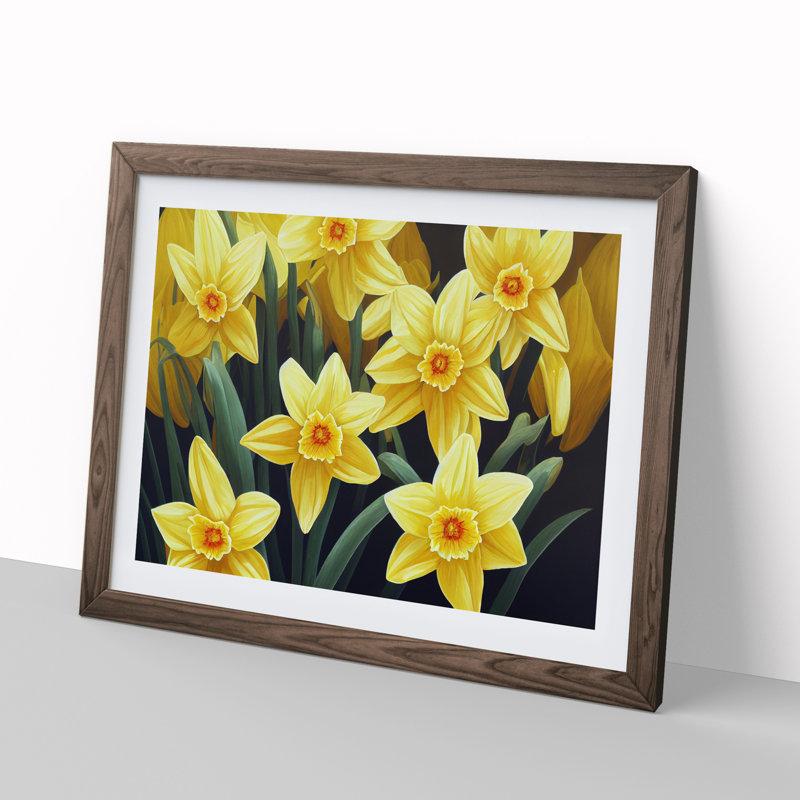 Ultimate Daffodil Flowers - Framed Print, 25cm H x 34cm W x 2cm D, Walnut