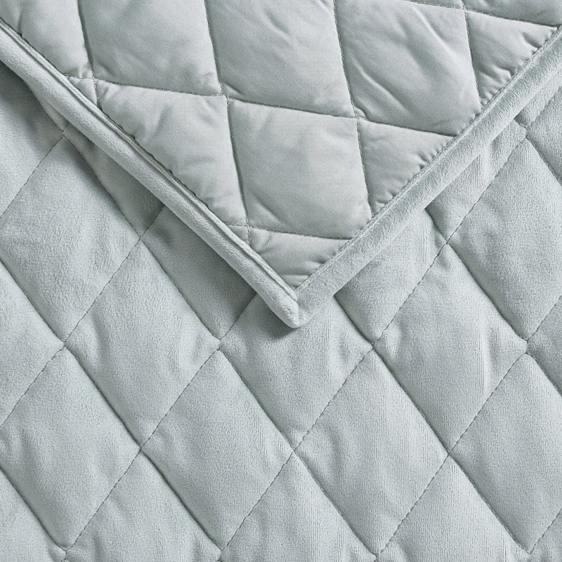 Twin Sage Green Velvet Reversible Quilt Set with Shams
