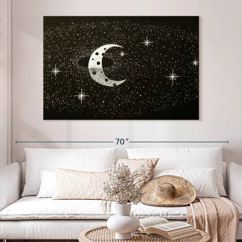 Oberle Starry Crescent Moon, 34" H x 51" W