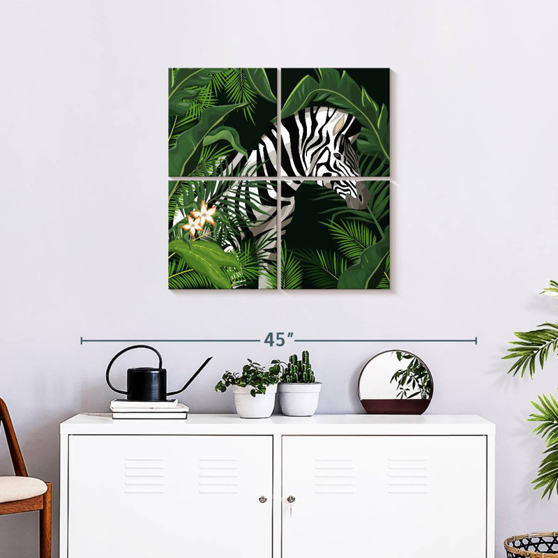 Brampt Leaves And Zebra, 26" H x 26" W
