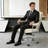 Mid Back Genuine Leather Executive Office Chair With Aluminum Frame, Computer Desk Chair-29114051