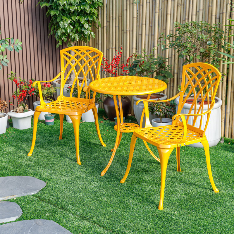 A Touch of Class- Cast Aluminium Bistro Set for Your Space, Yellow
