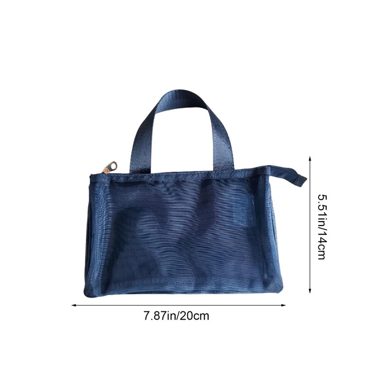 Panier de rangement en tissu, pochette de toilette portable en filet, sac de voyage transparent à plusieurs compartiments pour cosmétiques et passeports