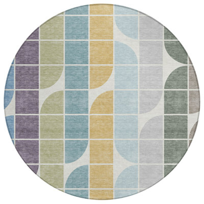 Machine Washable Indoor/Outdoor Lockway ACN2418 Mid-Century Modern Rug