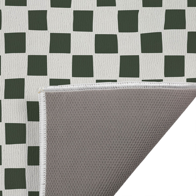 Checkered Absorbent Non-Skid Rectangular Toilet Mat