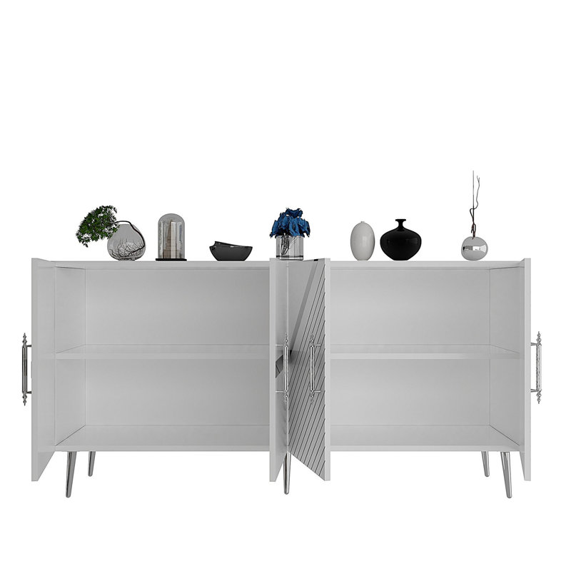 Olivia 150cm Console Table, Cream/Silver