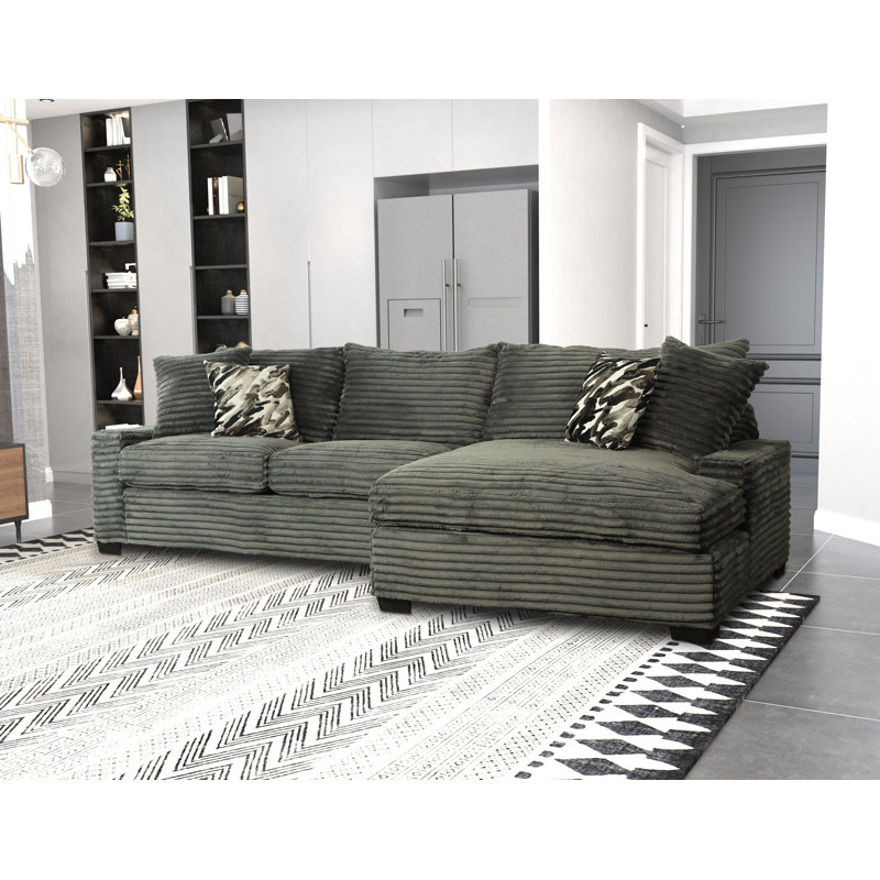 Gus Upholstered L-Shaped Sectional Right Hand Facing, Mondo Gunmetal with Spark Onyx pillows