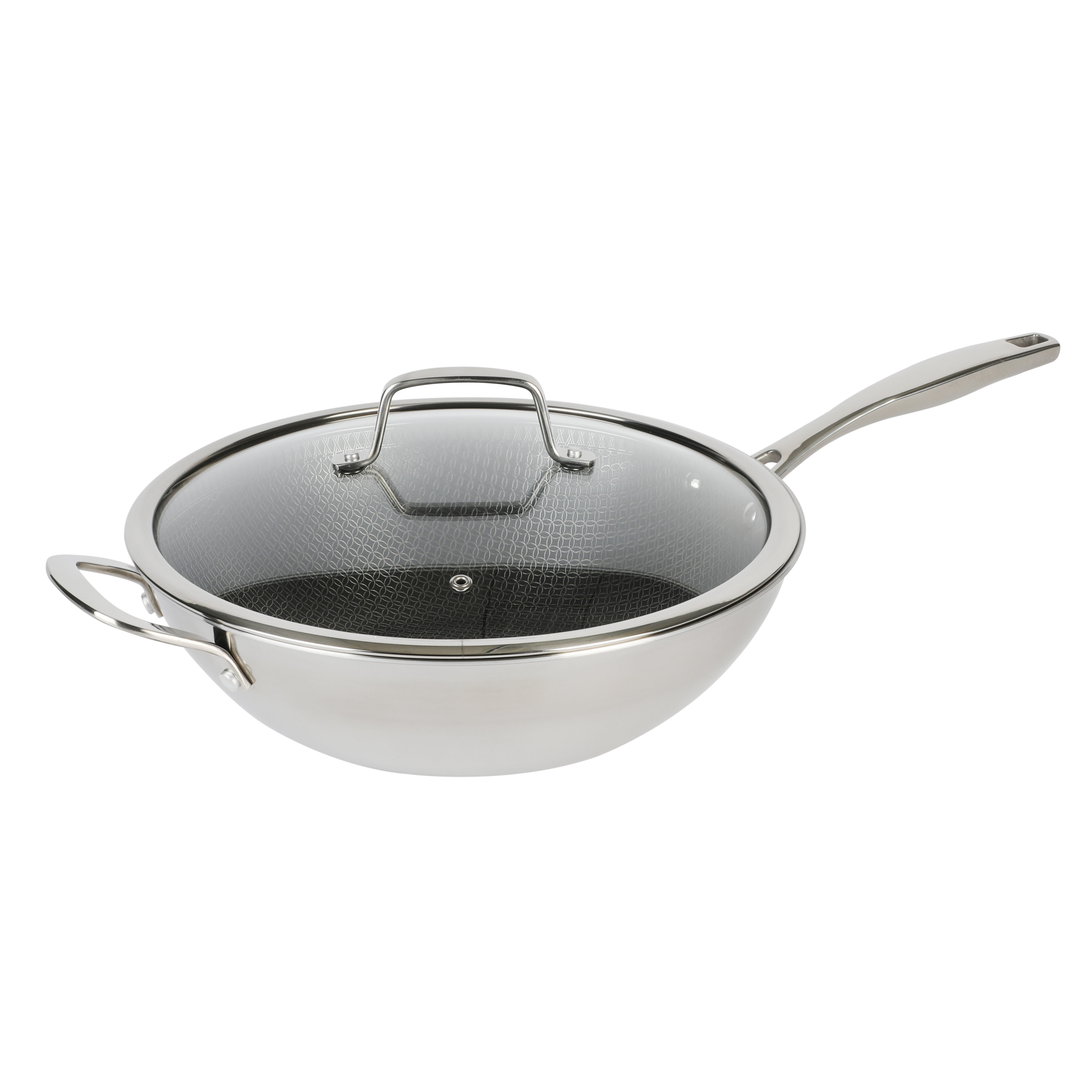 NutriChef Stainless Steel Nonstick Cooking Wok with Food Prep