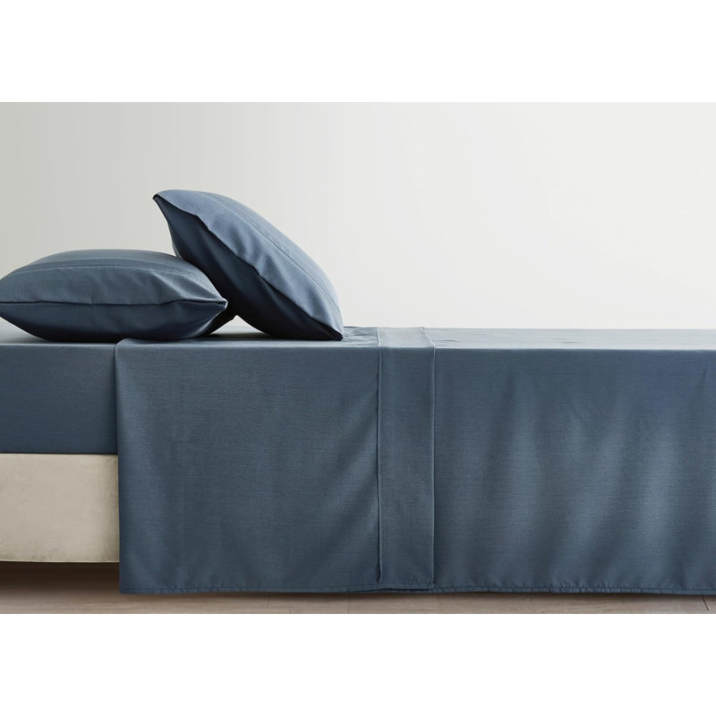 Steel Blue Rayon Bamboo Blend Queen Sheet Set