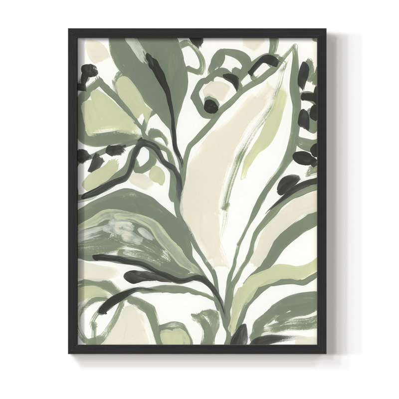 Foliage Rhyth II, reproduction encadrée - bois massif, Noir, noir, noir, noir, H 30 po x l 24 po