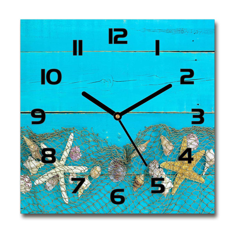 Hibbha Glass Wall Clock, Black/Blue
