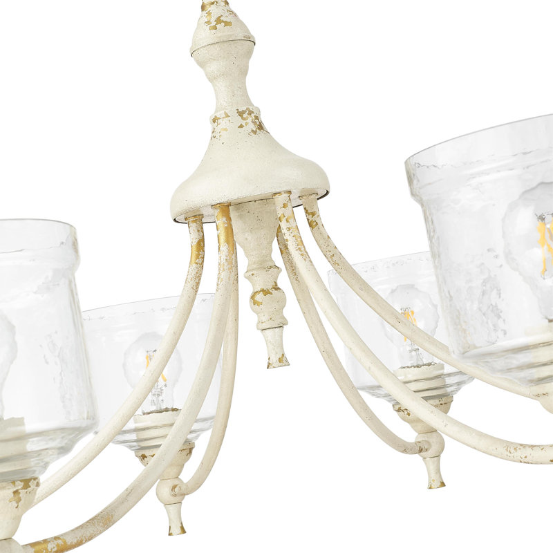 Iselle 9 Light Chandelier with Hammered Water Glass Shade, Antique Ivory