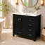Ensemble de meuble-lavabo avec lavabo en céramique, armoire de rangement abondante - 2 portes à fermeture douce et 5 tiroirs-1647910144