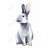 Gray Curious Rabbit Print On Canvas