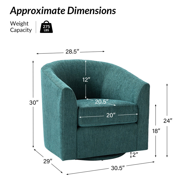 Amiir Upholstered Swivel Accent Chair, Teal