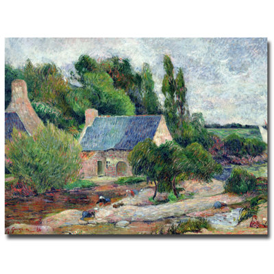 " Wrapped Canvas Wall Art - Paul Gauguin 'Washerwomen At Pont-Aven, 1886' Wall Art For Living Room, Bedroom, Or Office Décor - 35x47 " by Paul Gauguin