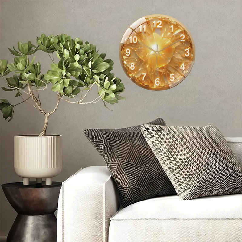 Horloge murale en verre 12 po Golden