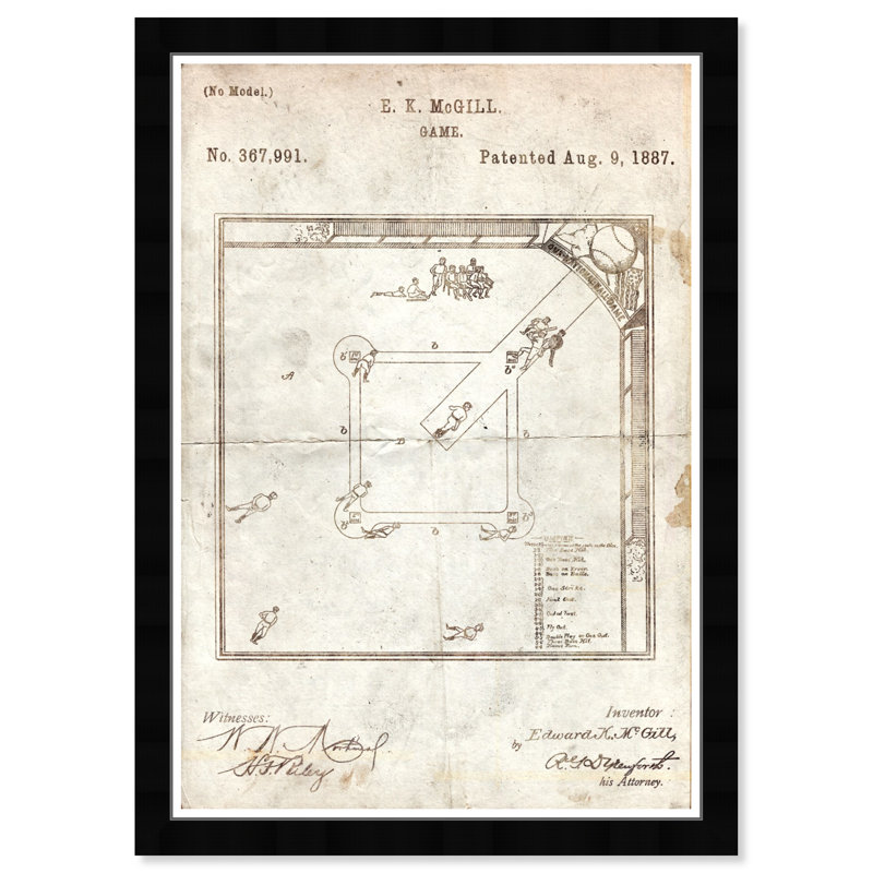 Baseball Game 1887 Parchment - Reproduction d'art graphique sur papier encadré