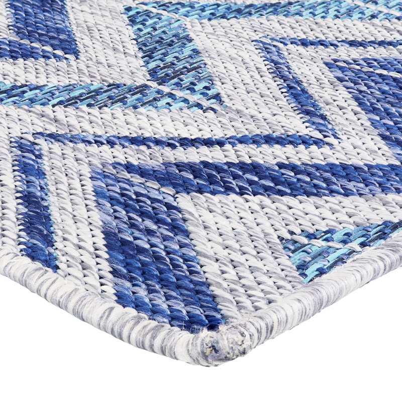 Tapis d'extérieur à chevrons bleu Dreams Classic, Rectangle 5 pi 3 po x 7 pi 3 po