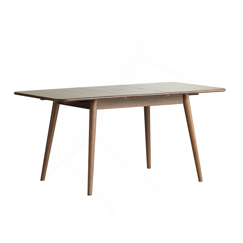 Table de coin télescopique à coins arrondis en chêne massif de couleur noyer de 1,2 à 1,6 m, pour que 6 à 8 personnes puissent se réunir en bois (couleur noyer)