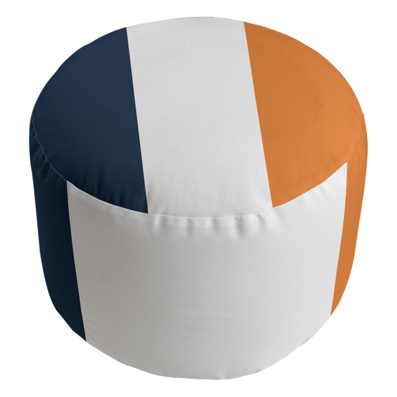 Repose-pieds cubique rond à rayures 20,5", Bleu / Blanc / Orange