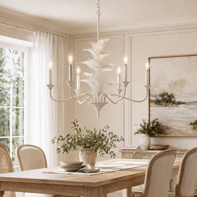 6-Lights Dimmable Ceiling Chandeliers with Leaf