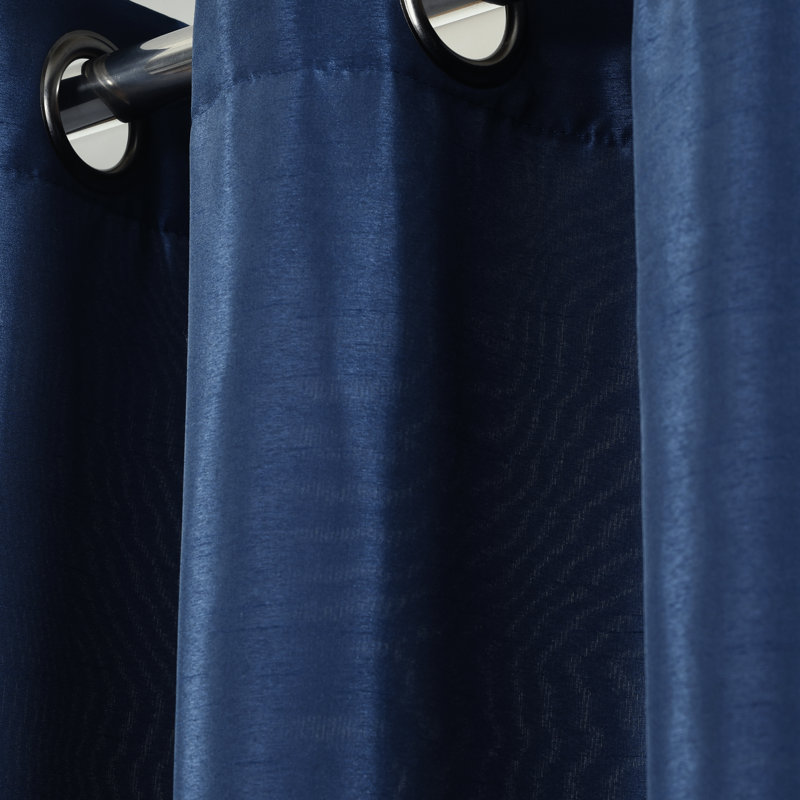 Panneaux de rideaux semi-transparents , l 54 po x L 84 po, Blanc / bleu marine