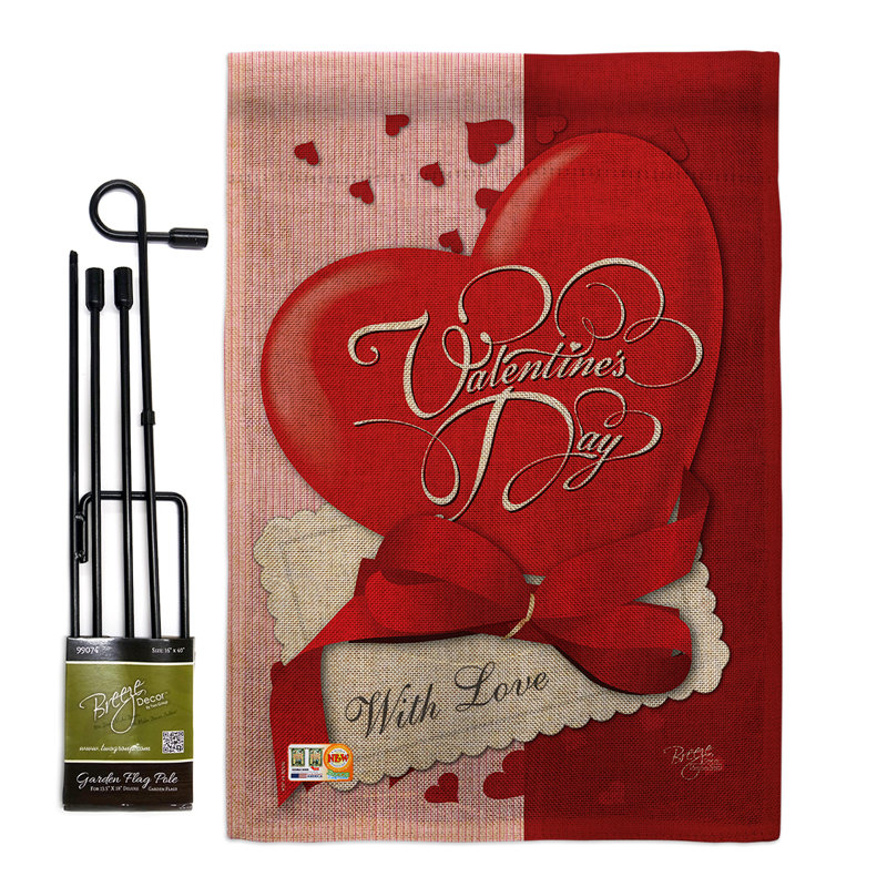 "with love en toile jute spring" , impressions de polyester de 2 côtés 18,5 x 13 po ensemble de drapeau de jardin