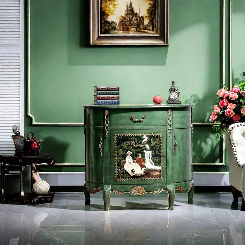 Three Drawer Decorative Cabinet with Hand-Painted
