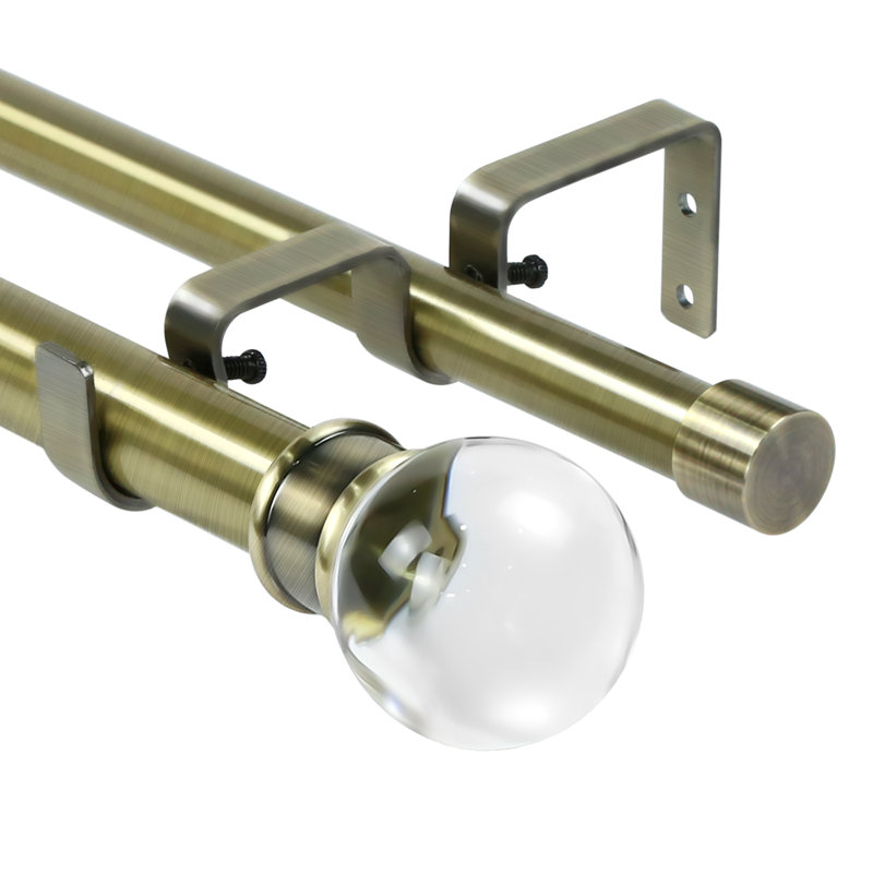 Coto Steel Adjustable Double Curtain Rod, 1" H x 84" W x 1" D, Antique Brass