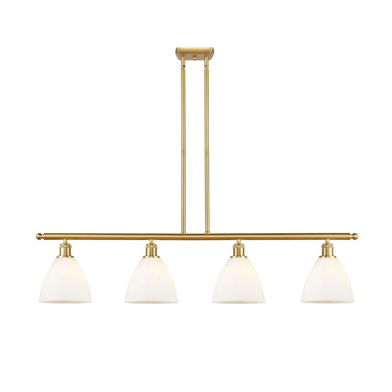 Amillya 4 - Light Kitchen Island Pendant, Matte White, 43.75" H x 48" W x 7.5" D, Satin Gold