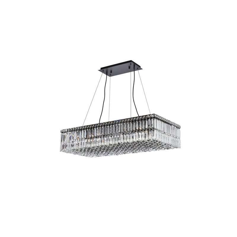 Luminaire suspendu rectangulaire à 16 lumières pour îlot de cuisine Rowes, H 7,5 po x l 36 po x P 18 po