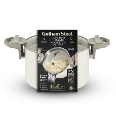 Gotham Steel Stock Multipurpose Pasta Pot with Strainer Lid & Twist and Lock Handles