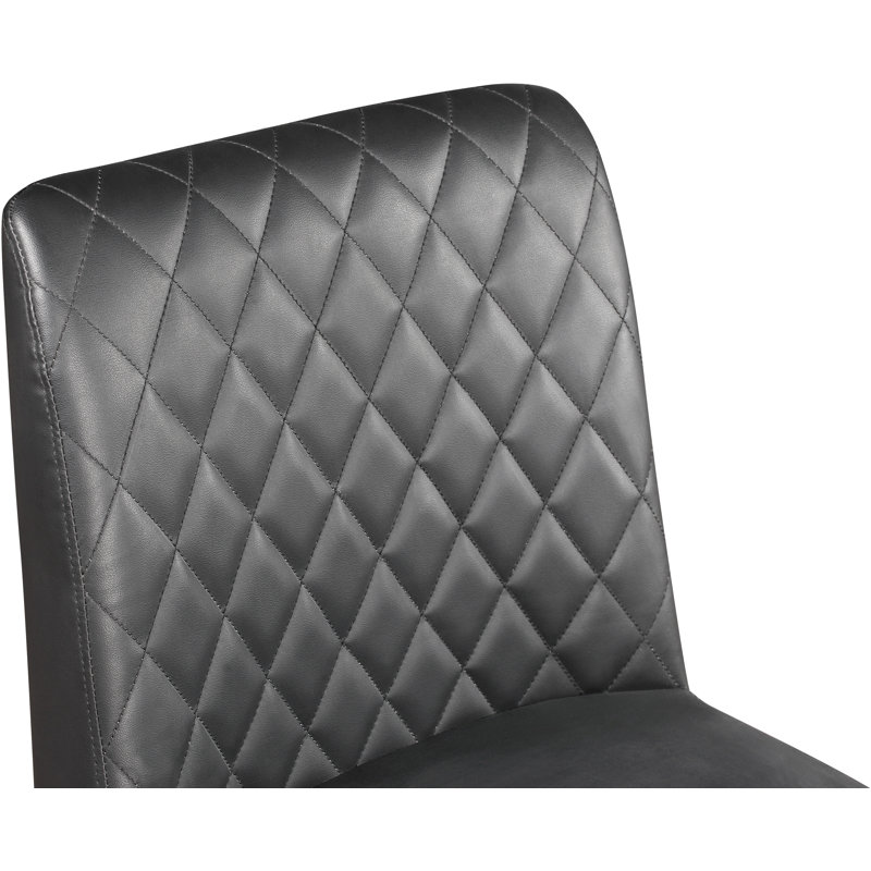Bassick 19'' H Vegan Leather Upholstered Metal Side Chair, Grey Vegan Leather