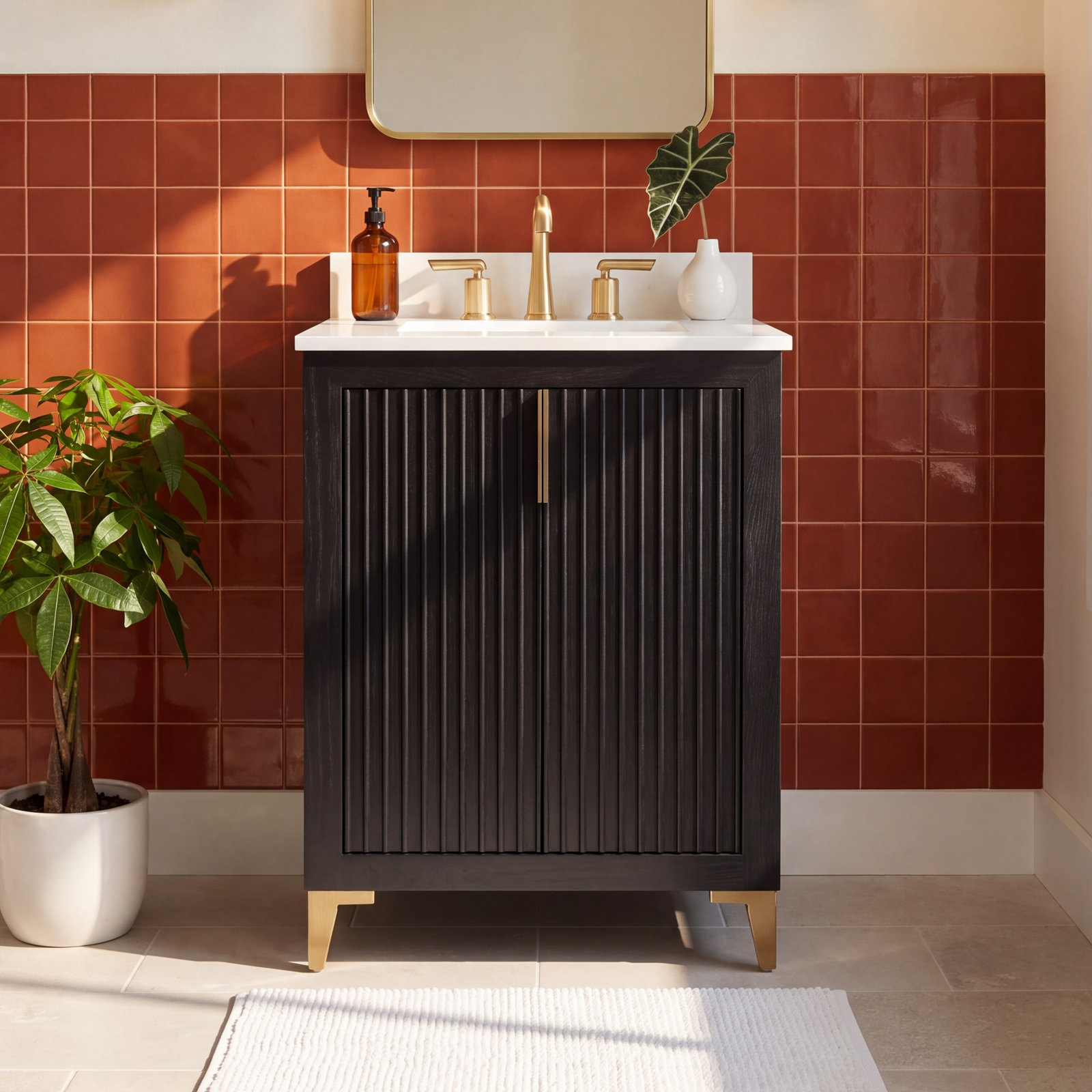 Turlington 24" Oak Single Bathroom Vanity, Black Oak