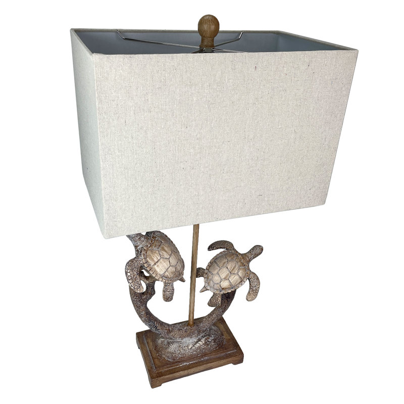 Ensemble de 2 lampes de table doubles en résine de couleur brune avec abat-jour Coastal Coastal, hauteur de 27,75 pouces