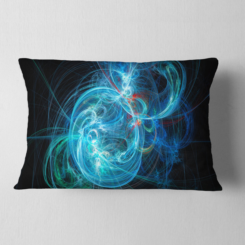 Boule de laine - Coussin imprimé abstrait, Bleu et noir