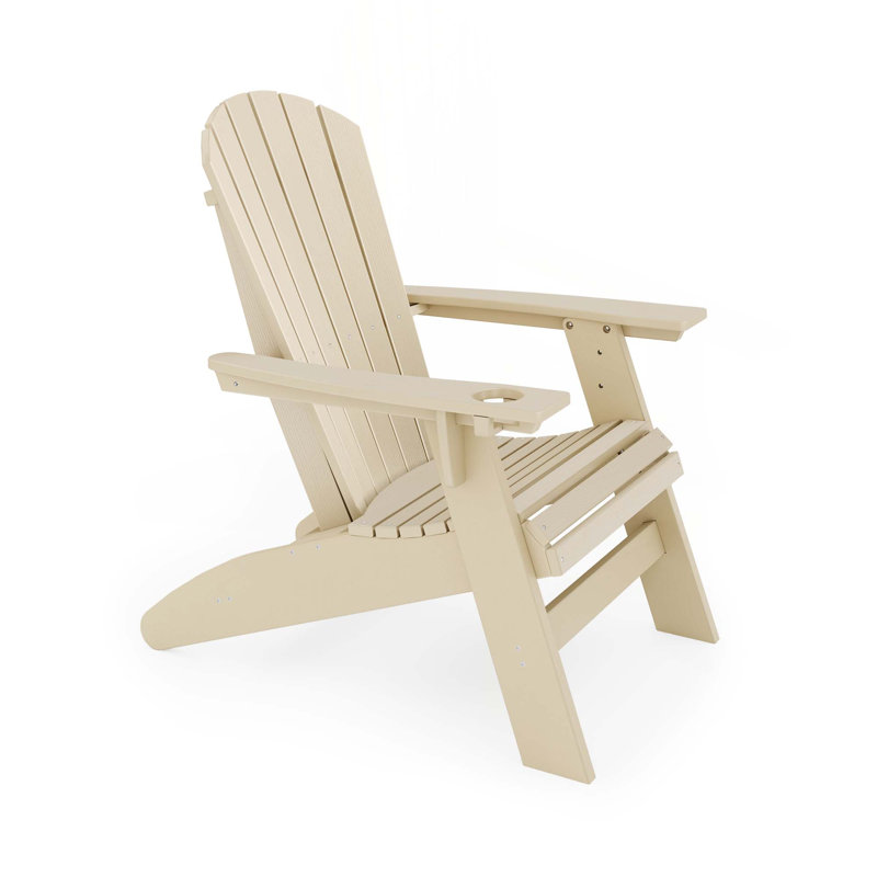 Adirondack Chair – Sturdy HDPE Poly Lumber For Poolside, Patio, And Garden Relaxation, Beige