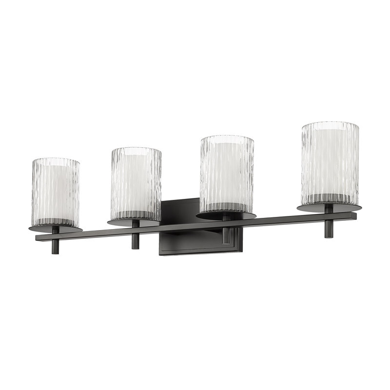 Coiffeuse 4 lumières Reniah en chrome, Noir mat