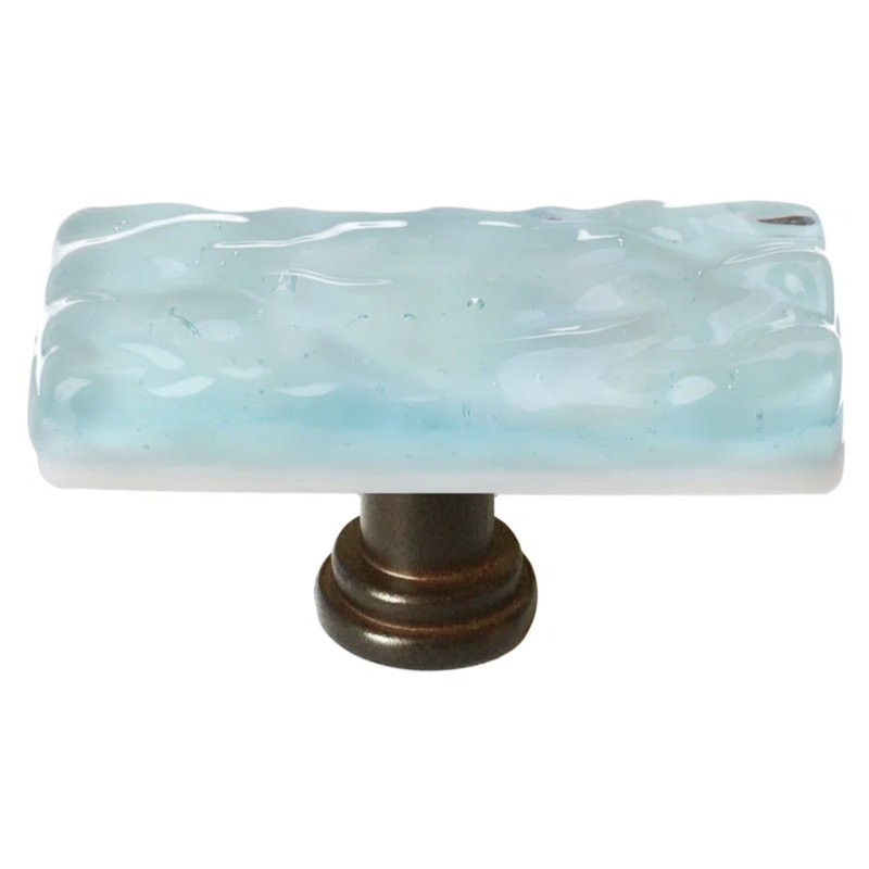 Skinny Glacier 2" Length Rectangle Knob, Oil Rubbed Bronze, Light Aqua