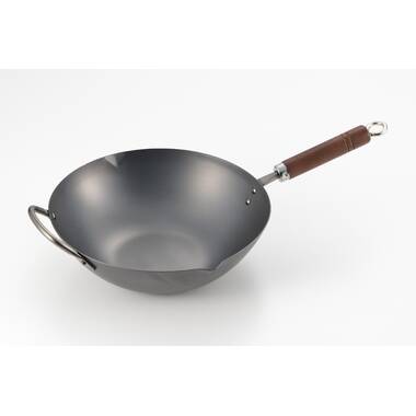 ALVA Forest Non Stick Wok Pan 12.2, Pre-Seasoned Carbon Steel Pan with  Wooden Handle, Carbon Steel Wok Nonstick Pan used for Stir Fry and as Deep