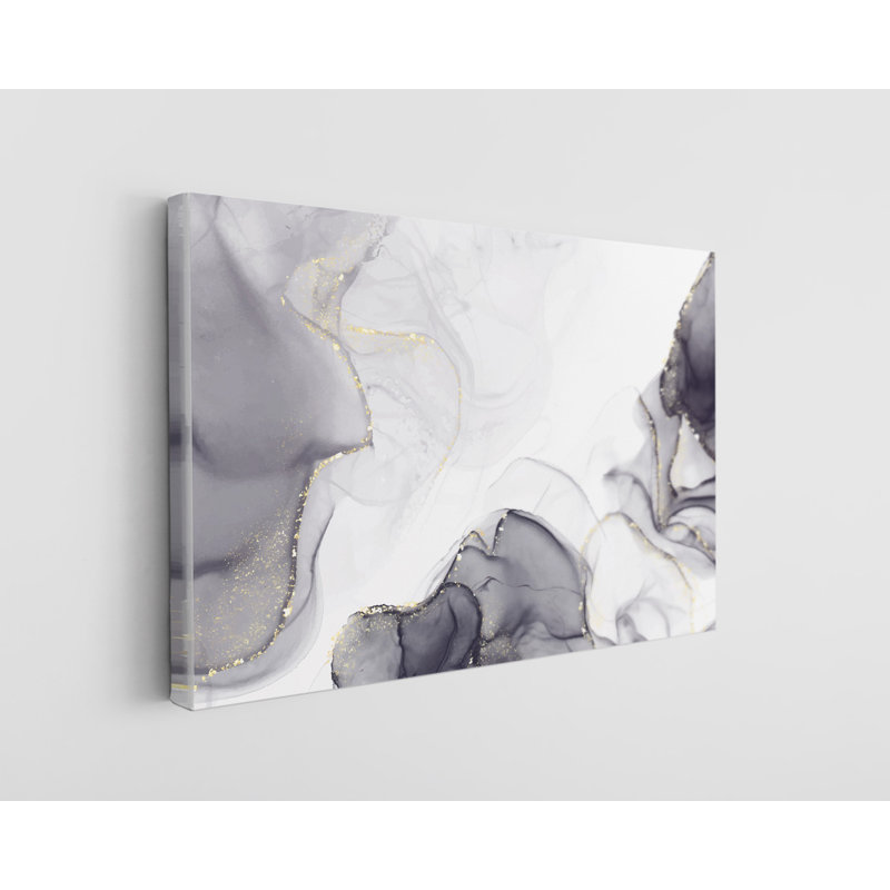 Art moderne sur toile marbré, H 24 po x l 36 po x P 1 po