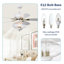 Ventilateur de plafond 52 po à profil bas, ventilateurs de plafond modernes blancs avec télécommande pour chambre à coucher, salon, 3 vitesses, abat-jour en verre - blanc mat