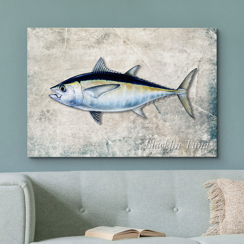 «Fish», thon à nageoires noires, vie marine, art animalier, grande impression sur toile encadrée, Toile tendue
