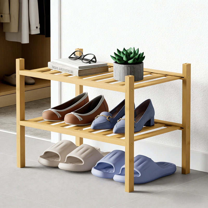 Range-chaussures en bambou, H 13 po x l 17 po x P 11 po