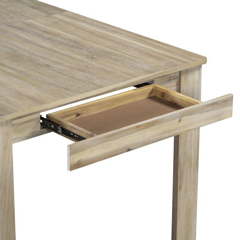 Ensemble de table de salle à manger 7 pièces en bois avec table extensible, rallonge 12 po et 2 tiroirs