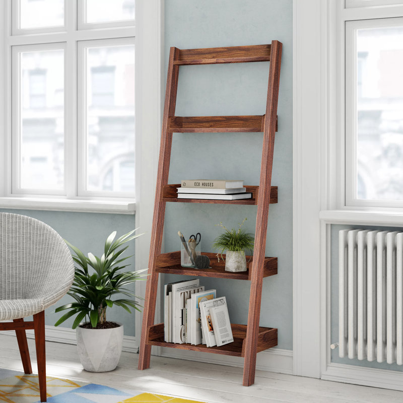 Trinidad 44.5cm W Ladder Bookcase, 166cm H x 64cm W x 36cm D, Dark Wood
